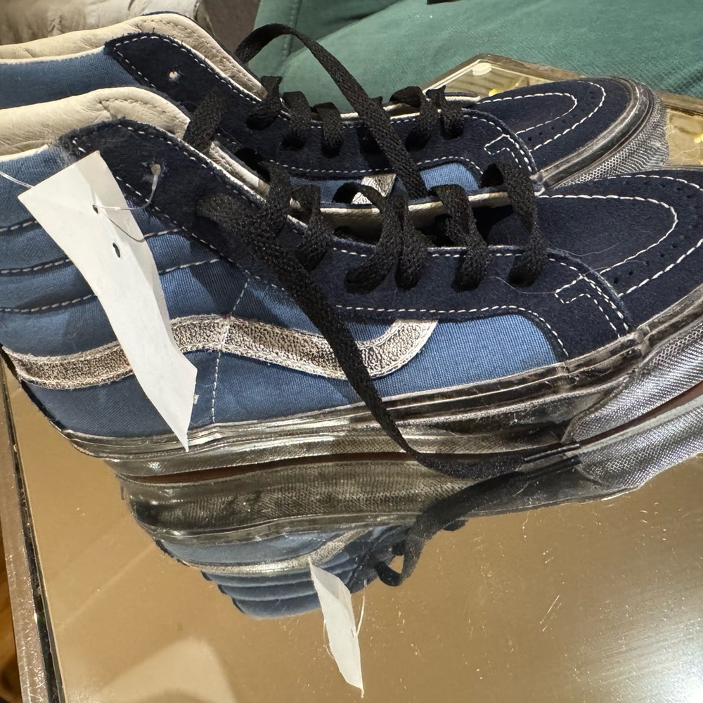 Vans Men's Navy and White High-Top Sneakers